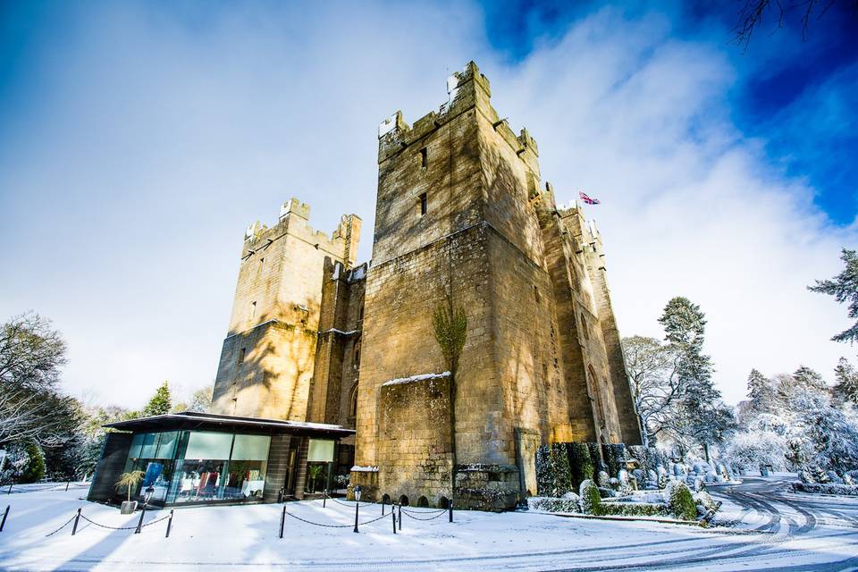 Langley Castle in the snow