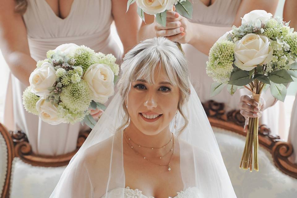 Bride with bridesmaids