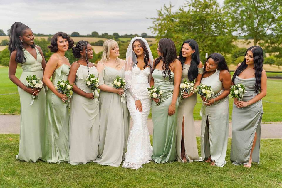 Bride with bridesmaids