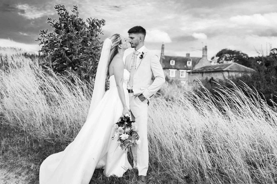 Black and white wedding photo