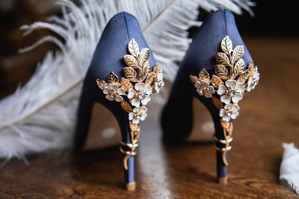 Navy Satin Heels