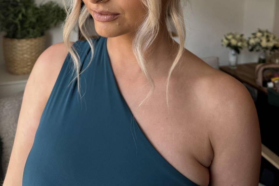 Bridesmaid hair up and Makeup