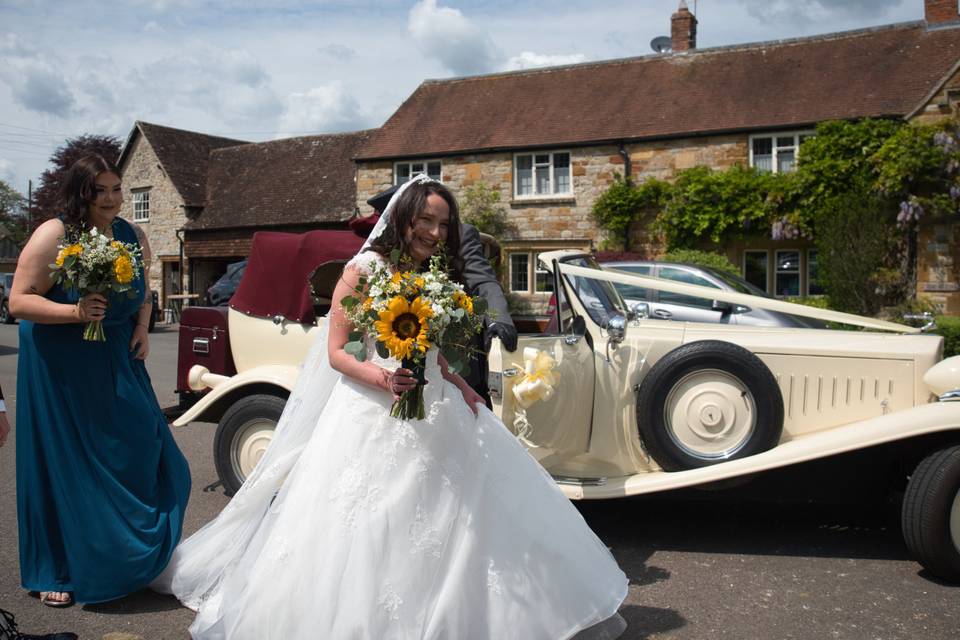 Bride safely out of the car