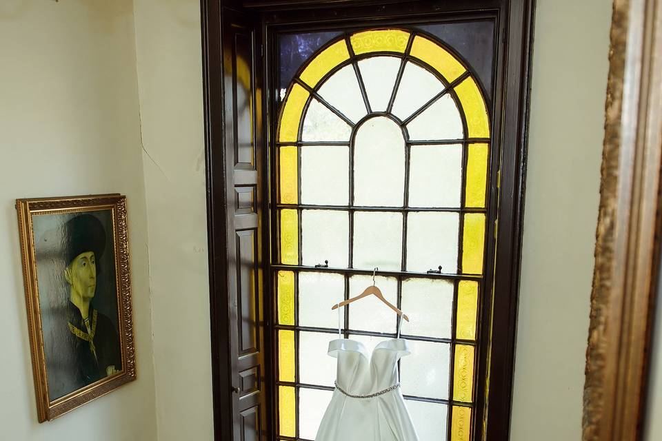 Dress in window
