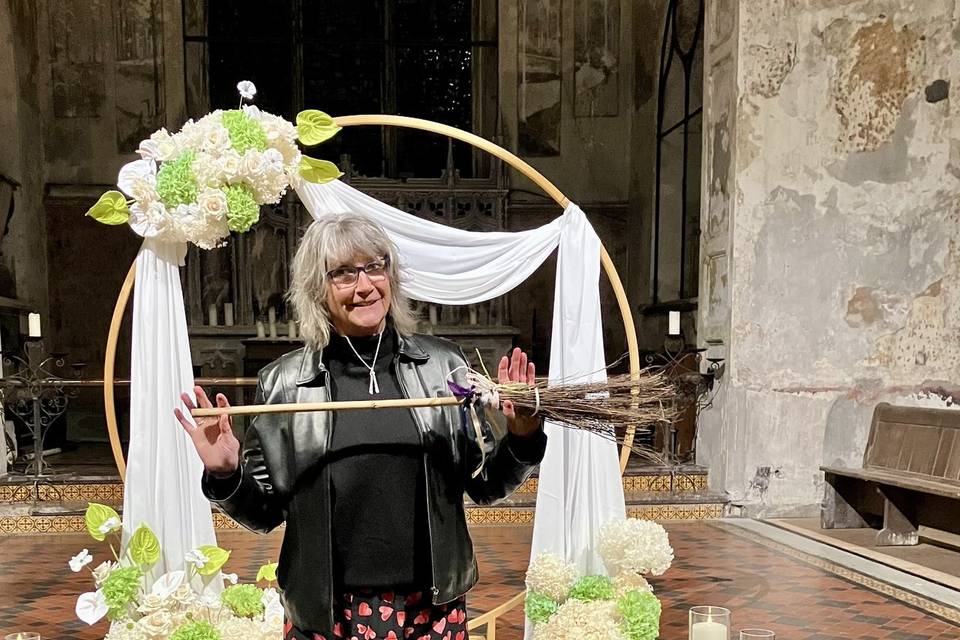 Woman with a broom ….