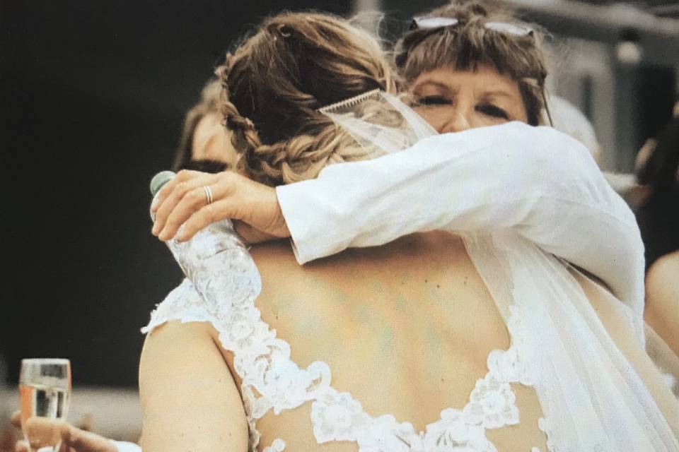 Bridal Hug and champagne