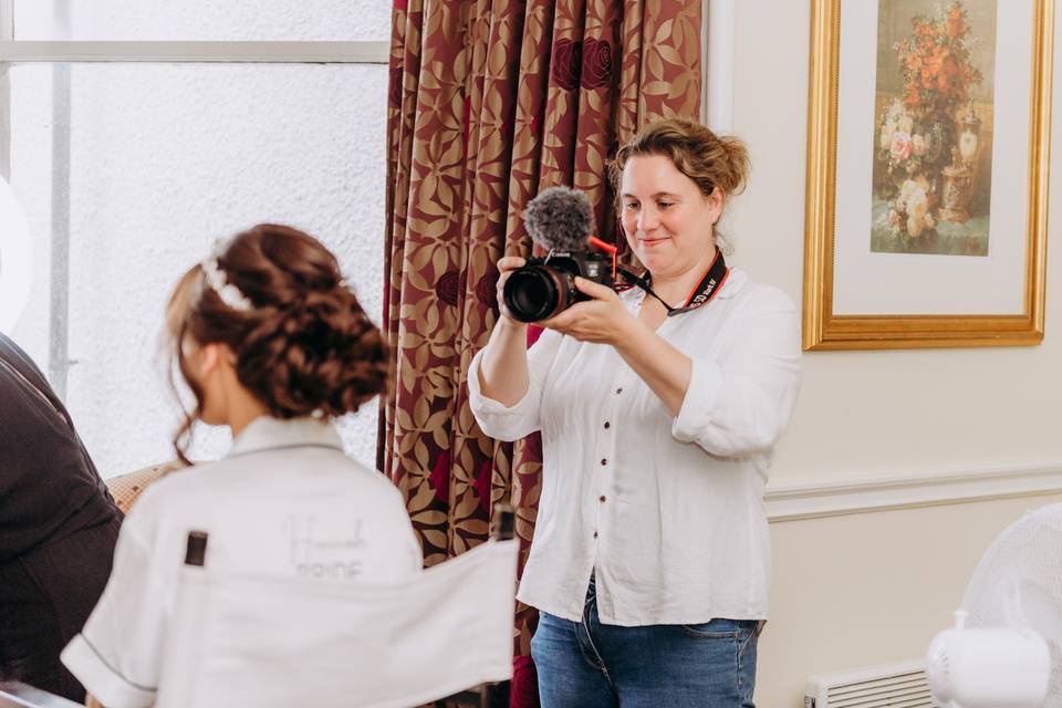 Larissa filming bridal prep