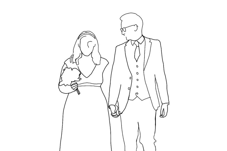 Line drawing of couple