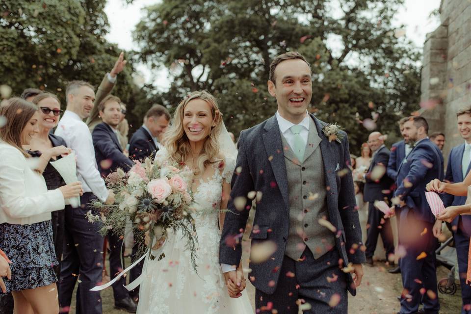 Confetti exit at Dunglass Estate