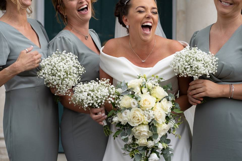 Bridesmaid giggles