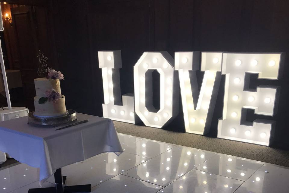 White Love Letters & LED Floor