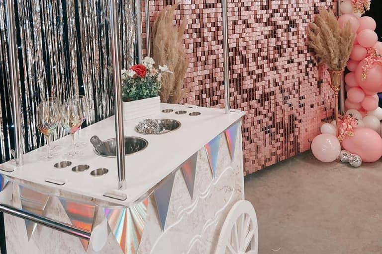 Sequin Wall & Celebration Cart