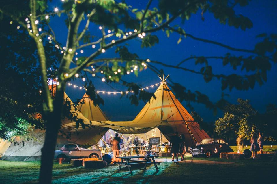 Tipis by night