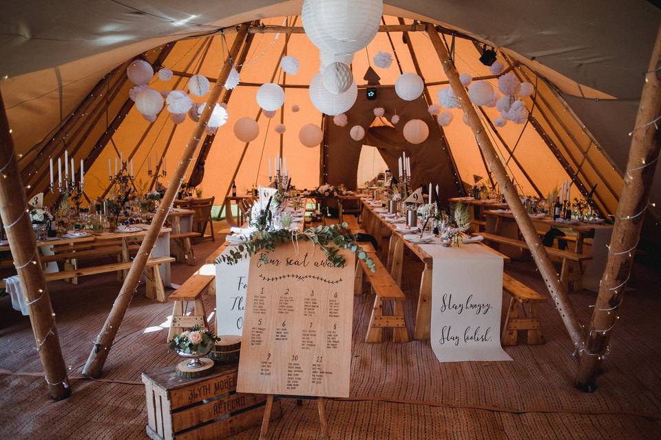 Tipi interior by day