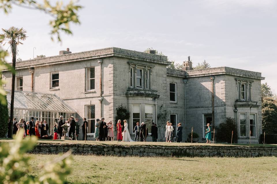 Drinks reception on the lawn