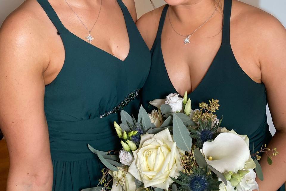 Winter forest green bridesmaid