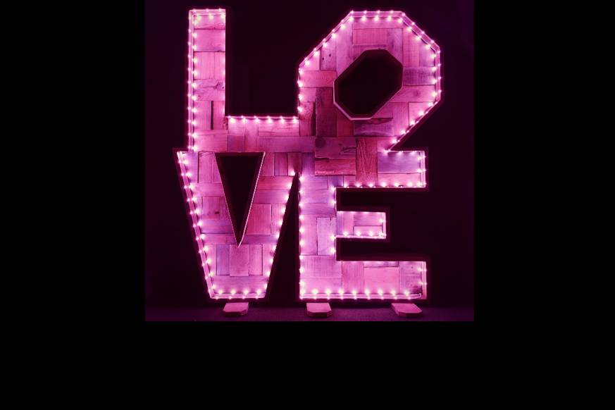 Rustic LED Love Sign for hire