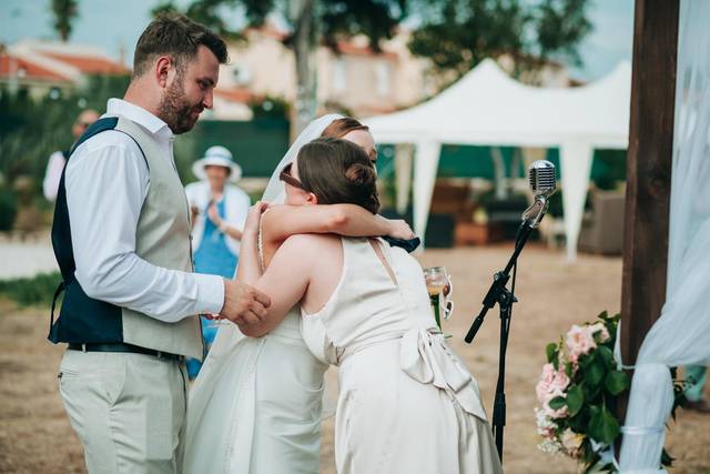 Happy bride and groom