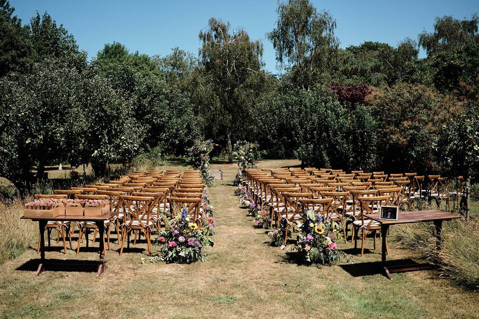 Aisle ceremony florals