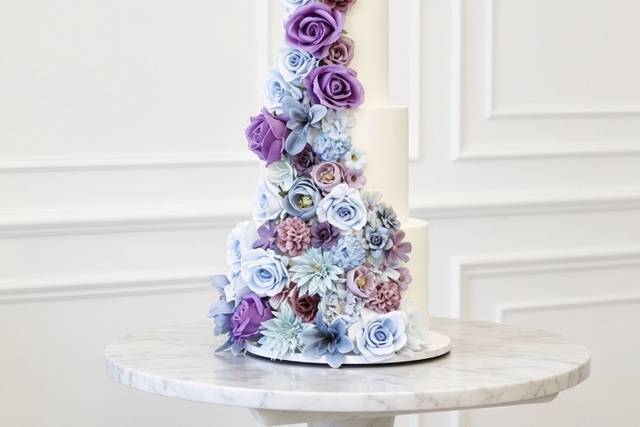 Blue & Purple wedding cake