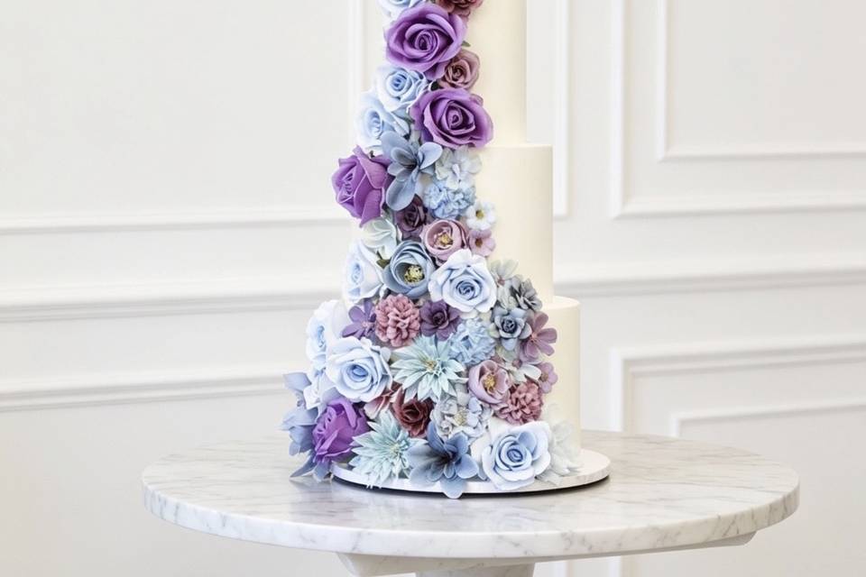 Blue & Purple wedding cake
