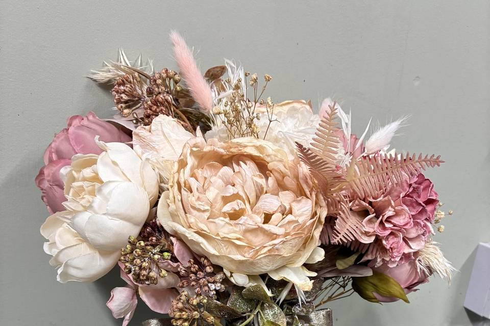 Silk & dried dusky rose