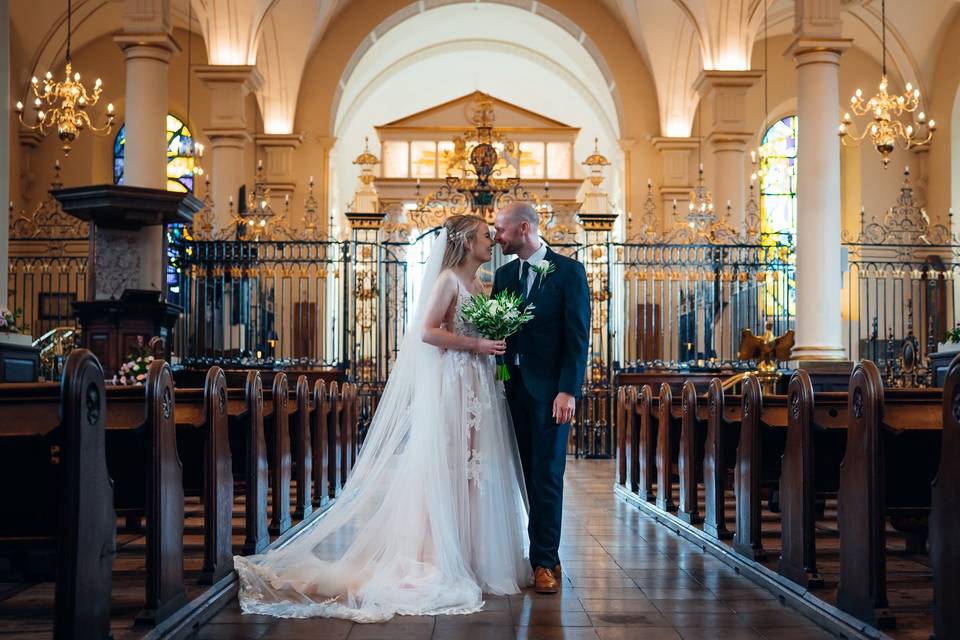 Newlyweds in Derby Cathedral