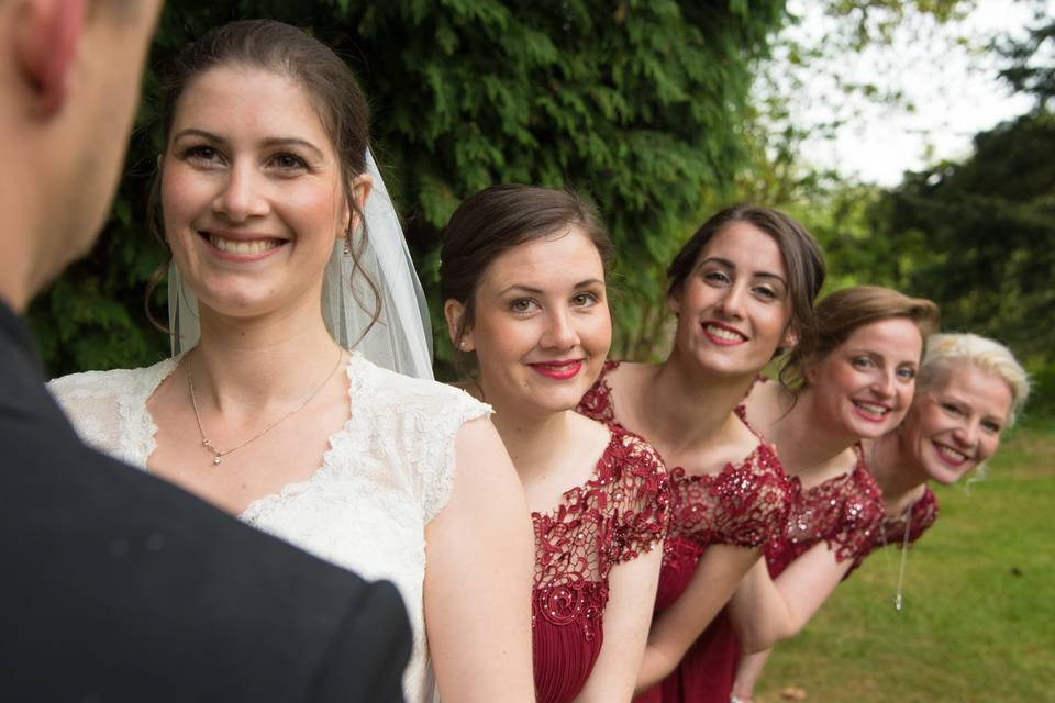 Bride and her bridesmaids