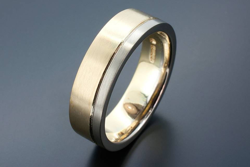 White + Red gold wedding band