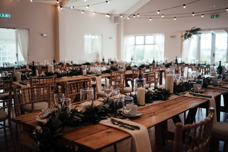 Hired long table set up