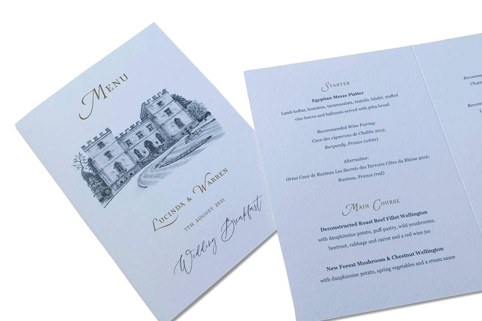 Folded Menu - Clearwell Castle