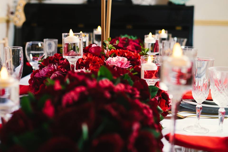 Red floral runner