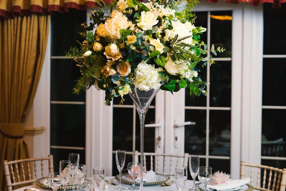 Martini glass centerpiece