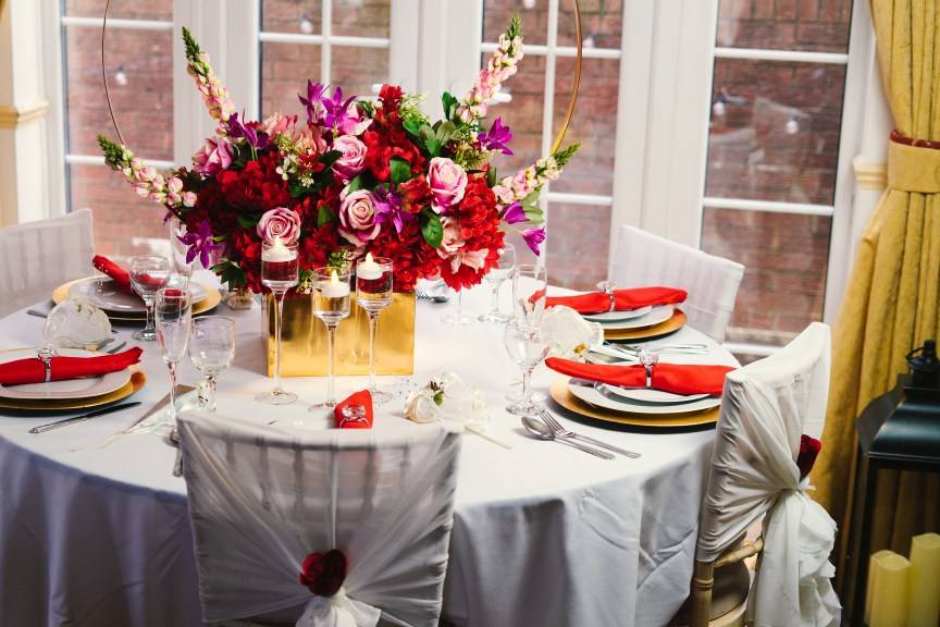 Red floral centrepiece