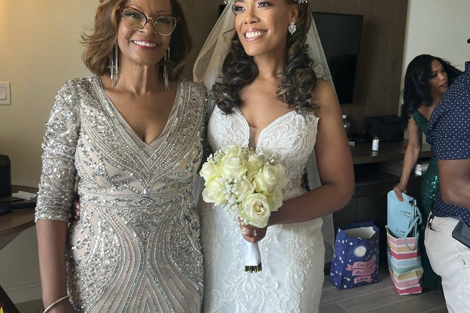 Mother of bride and bride