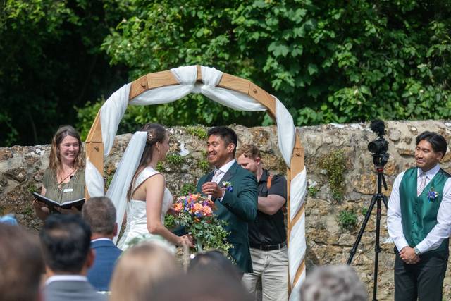 Group ceremony. Wedding party altar