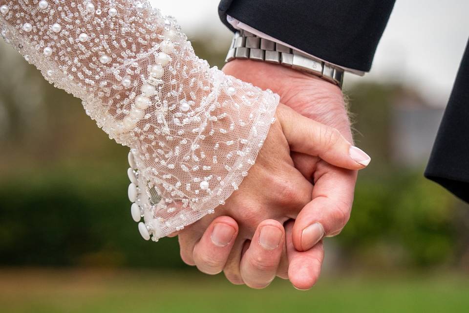 A soft close-up of the couple