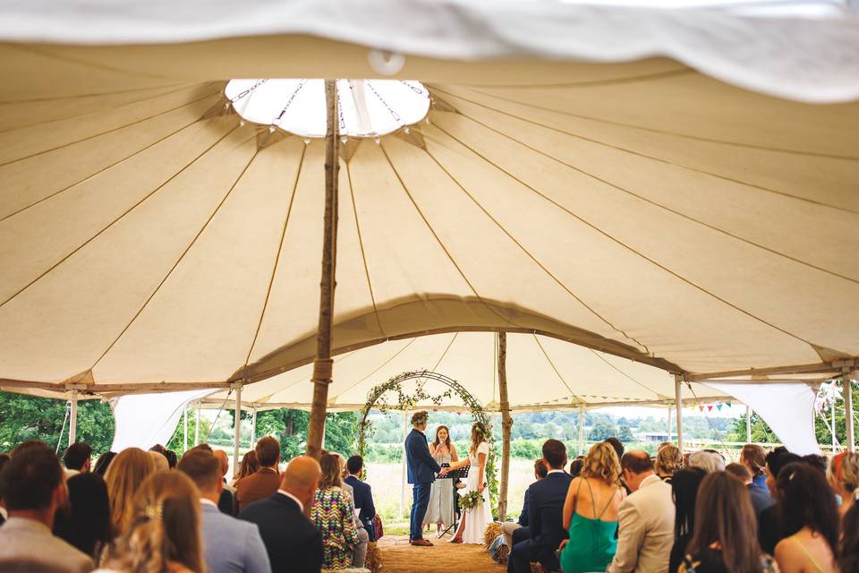 Ceremony under tent