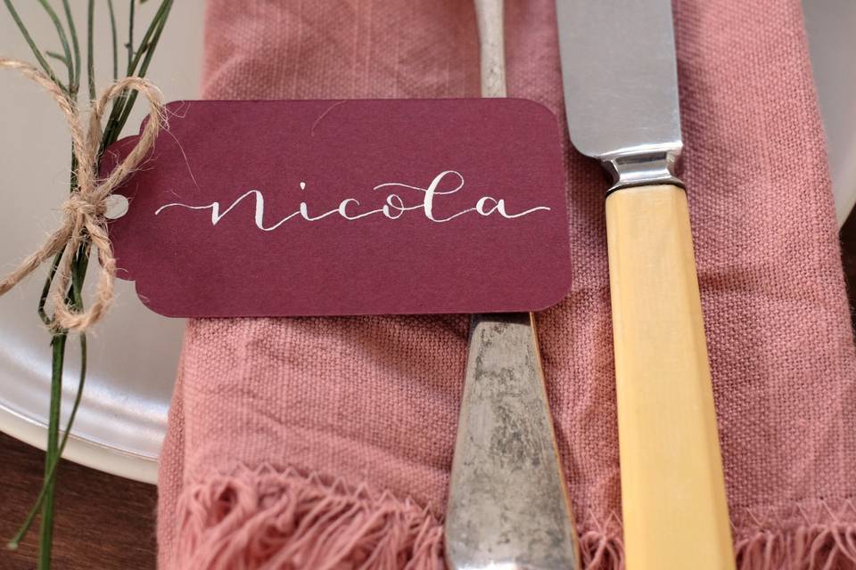 Burgundy place card