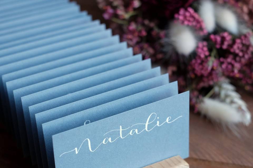 Dusty blue place card