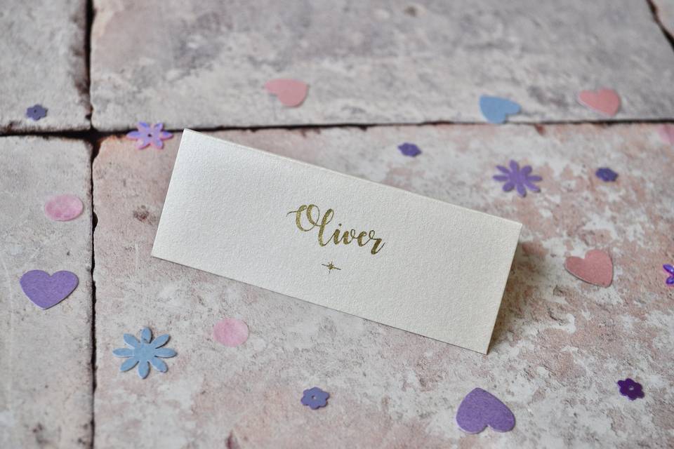 Gold Foil Star Placecard