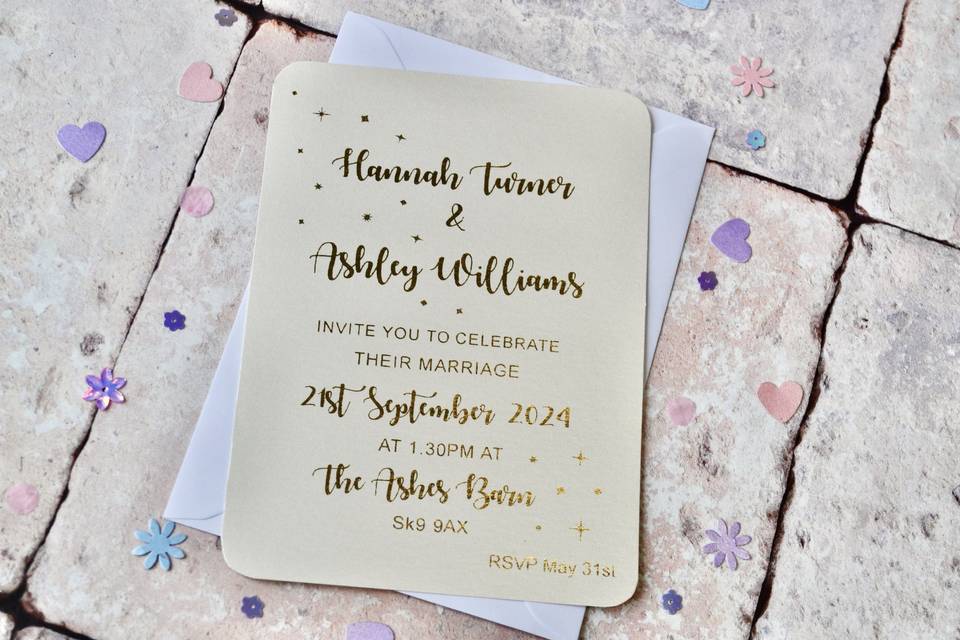 Gold Foil Star Invitation