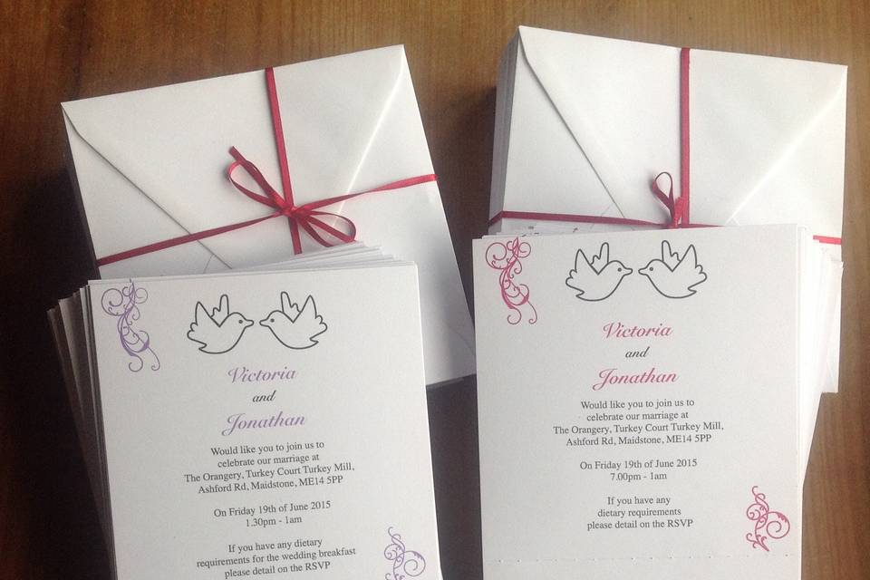 Printed wedding invites