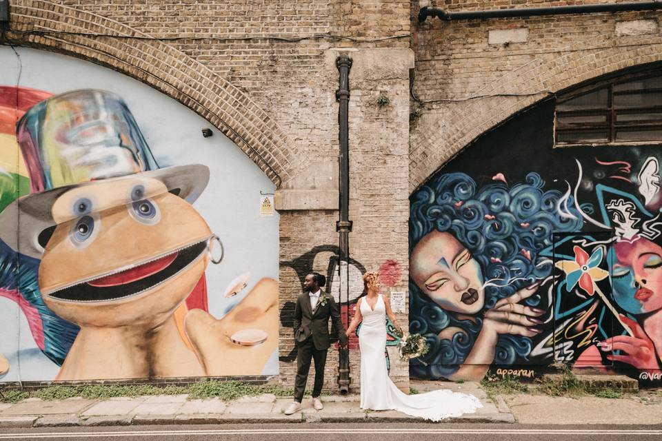 Street art wedding photos