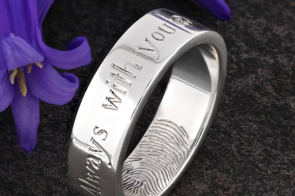 Engraved Fingerprint Ring