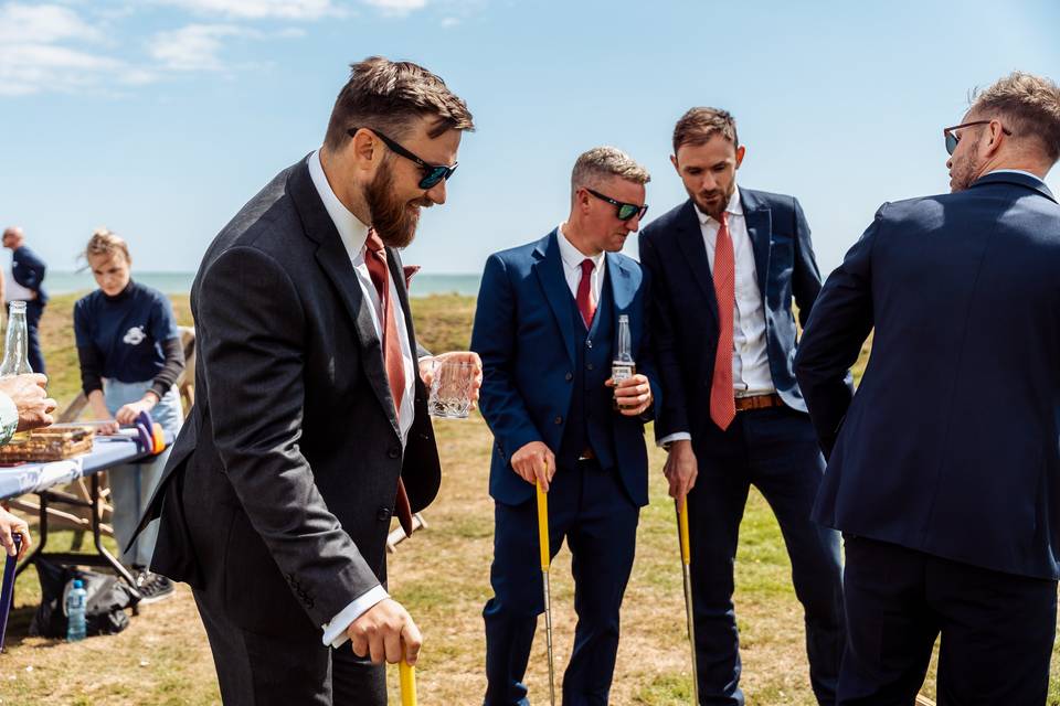Wedding mini golf on the beach