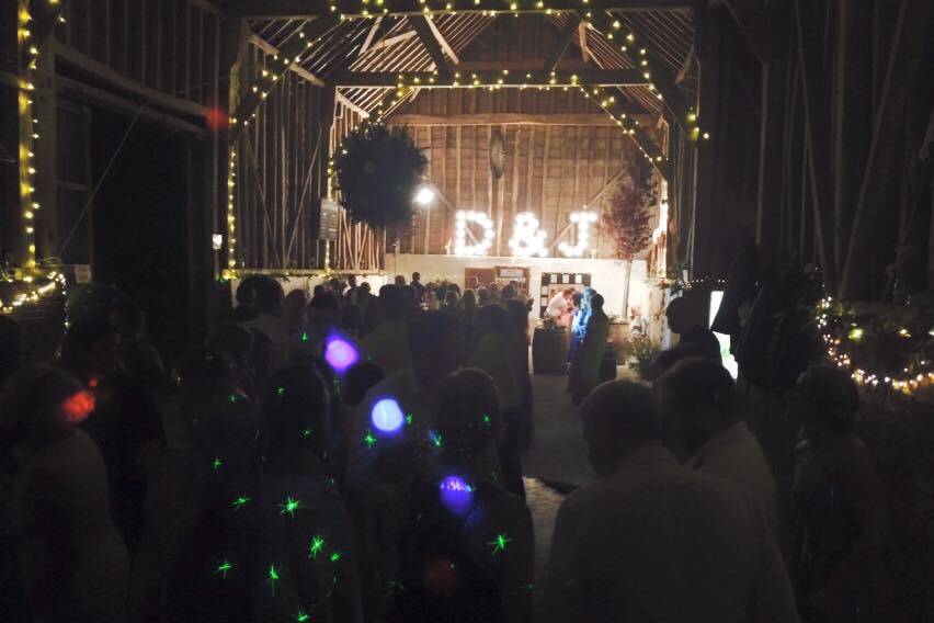 Wedding dj in barn