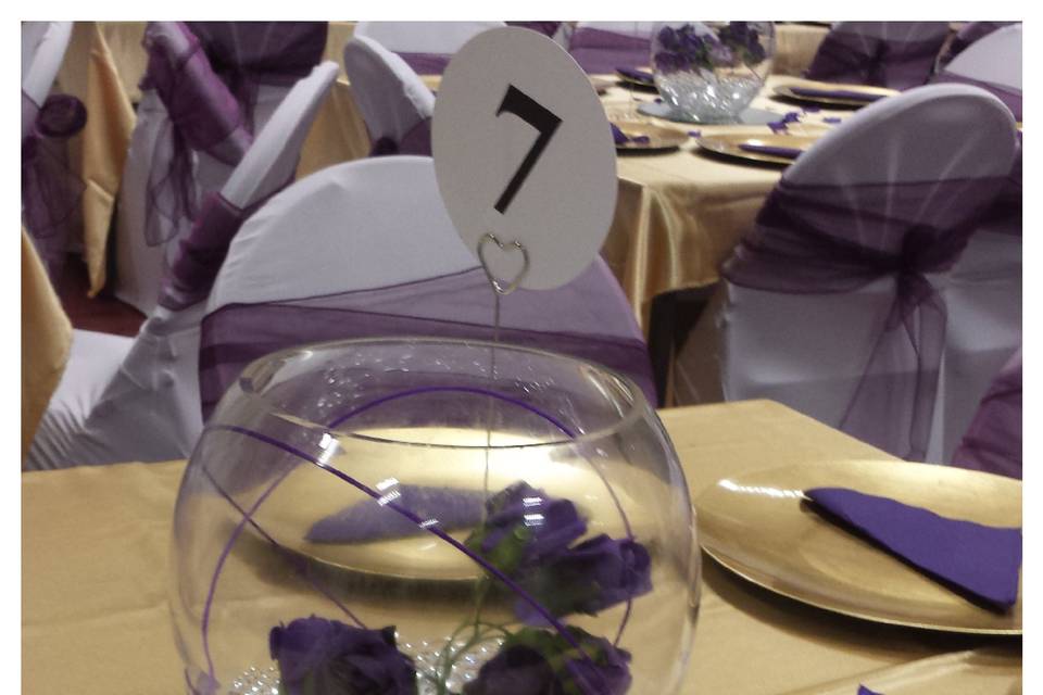 Purple and Gold Table Decor