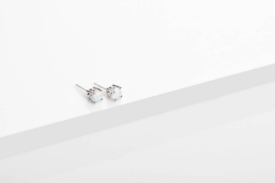 Opal stud earrings in sterling silver