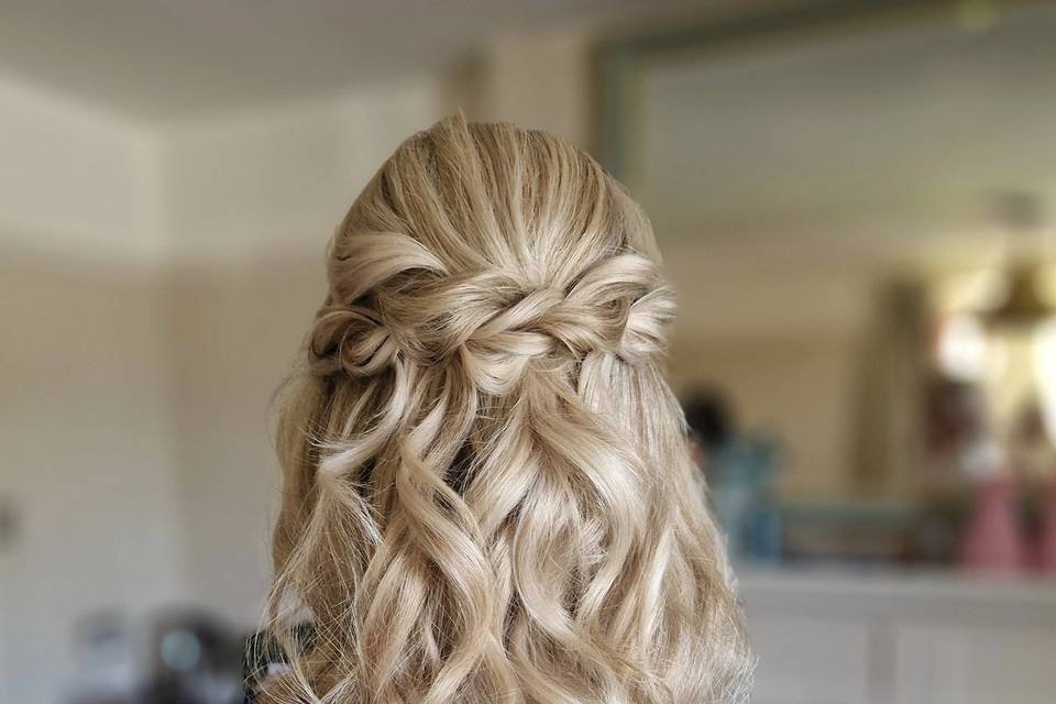 Boho twisted half up